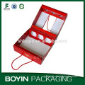 Red flood printed custom three bottles wine paper box wholesale